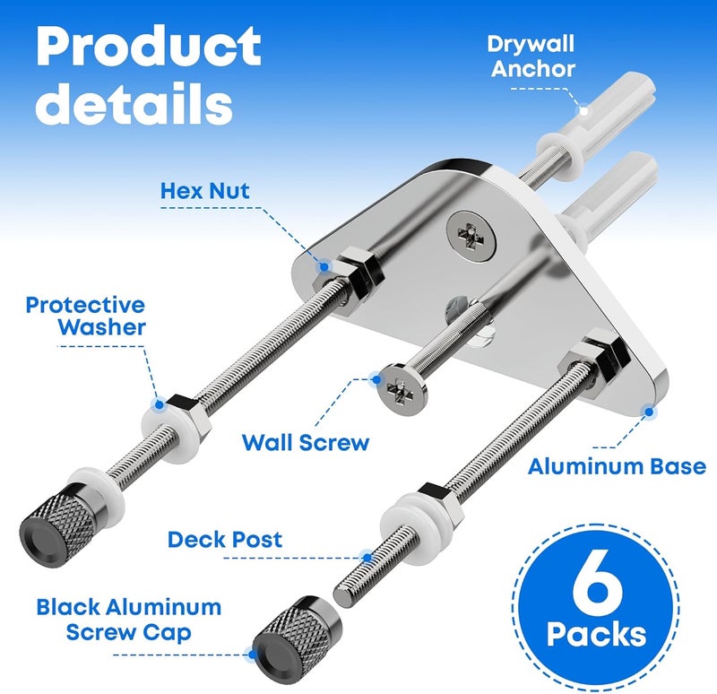 Gadgetzan 6 Pcs Skateboard Wall Mount Display,Aluminum Skate Board Hanger for Skate Deck Storage Horizontal and Decor Floats Vertically,Skateboard Holder for Wall (Triangle Type) - Image 2